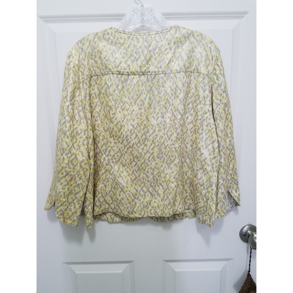 Ruby Rd Yellow/Gray Beaded Women's 3/4 Slit Sleeves Blouse Sz 16 NWOT - Picture 2 of 12